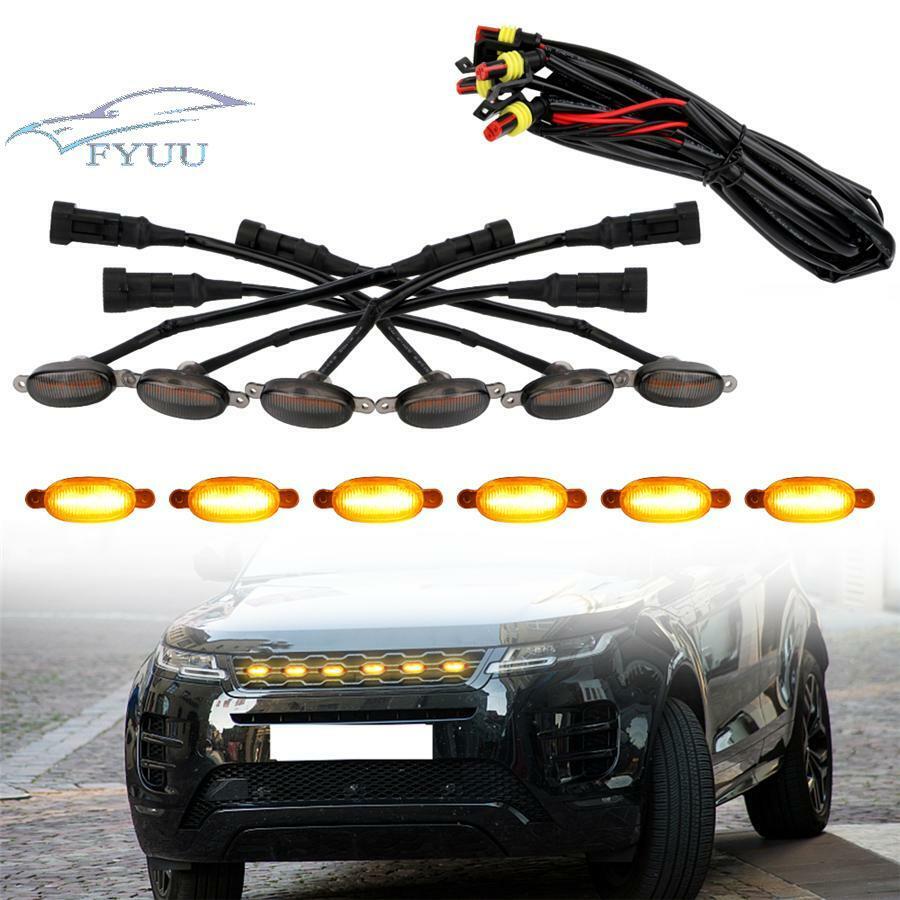 For Ford F150 F250 F350 Raptor Style Smoked Lens Amber 12 LED Front Grille Light