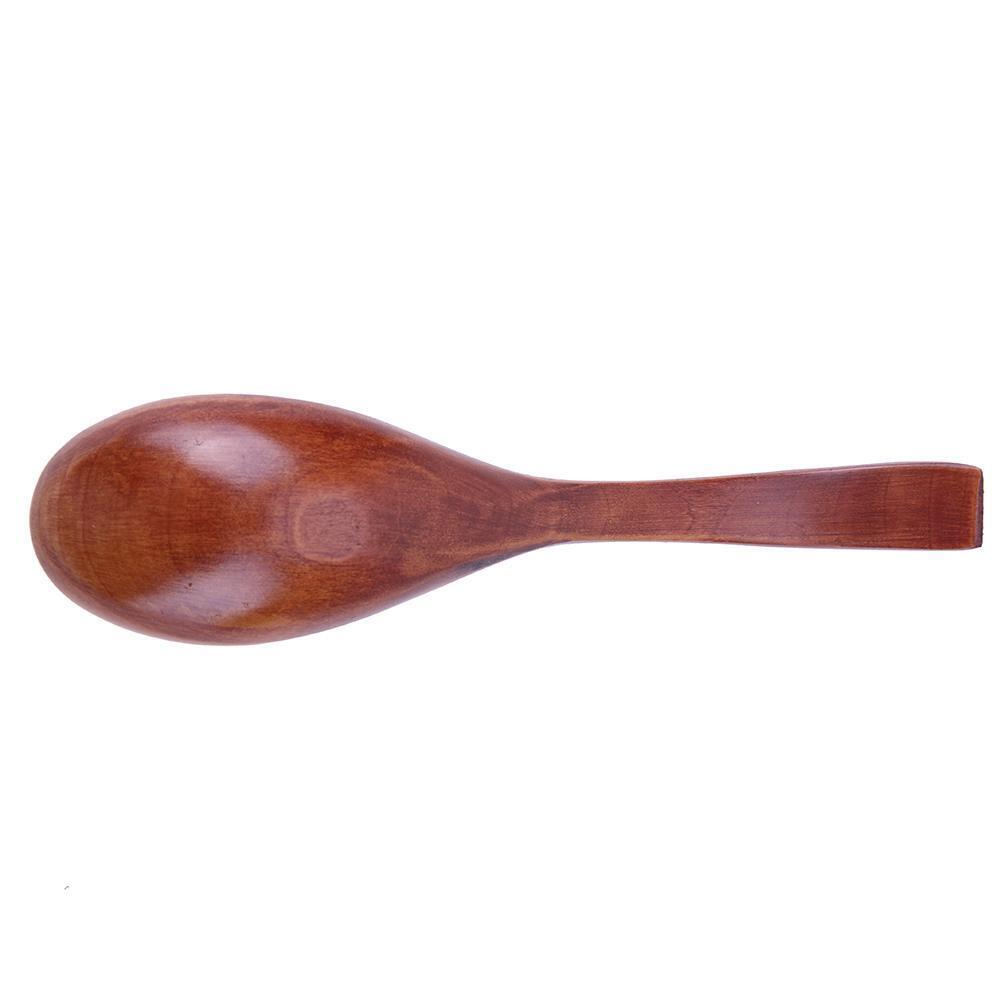 1pc Wooden Spoon Creative Lacquer Tableware Porridge Soup Spoon(Brown)