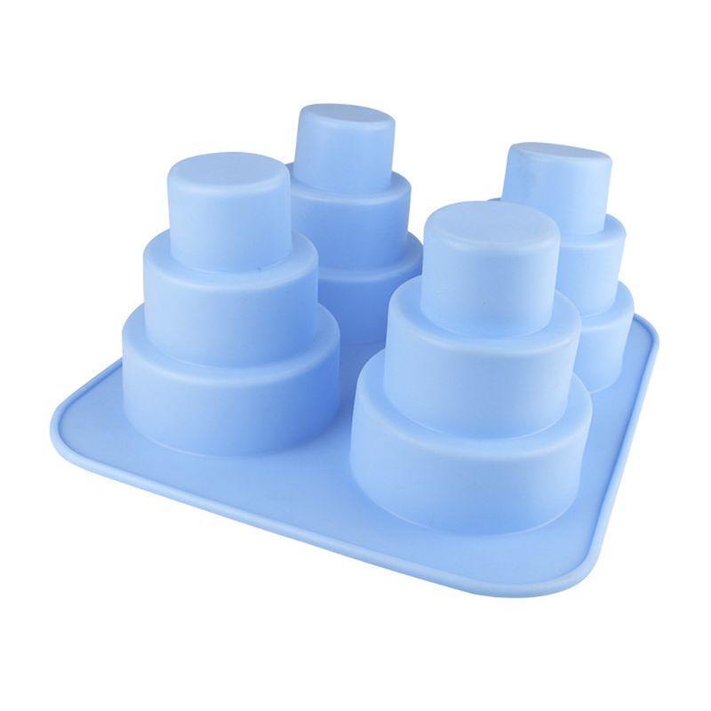 4 Cavity 3 Layer Silicone Mold Fondant Mousse Cake Chocolate Decorating Sugarcra