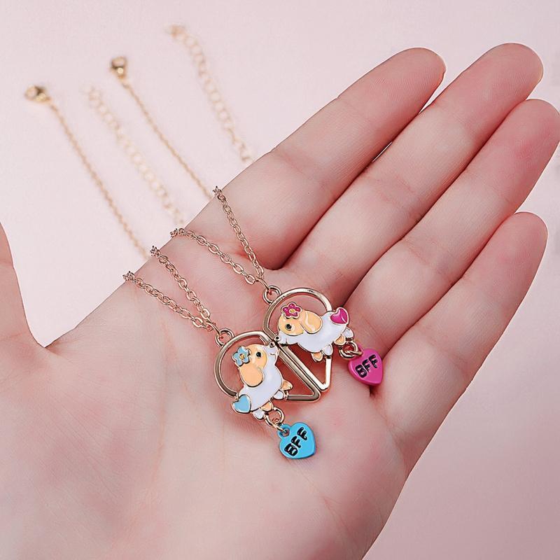 2x Pet Dog Puzzle Piece Matching Pendant Necklace Animal Lover Jewelry Gift