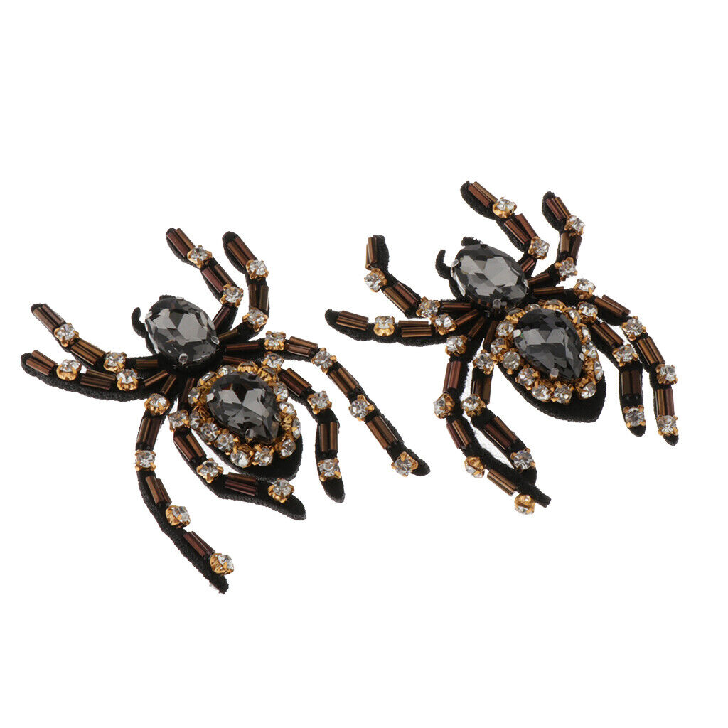 2 Pieces Spider Rhinestone Patch / Applique DIY Sewing Supplies