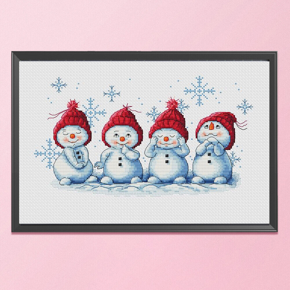 11CT Stamped Snowman Cross Stitch Kits Ecological Cotton Thread Needlework