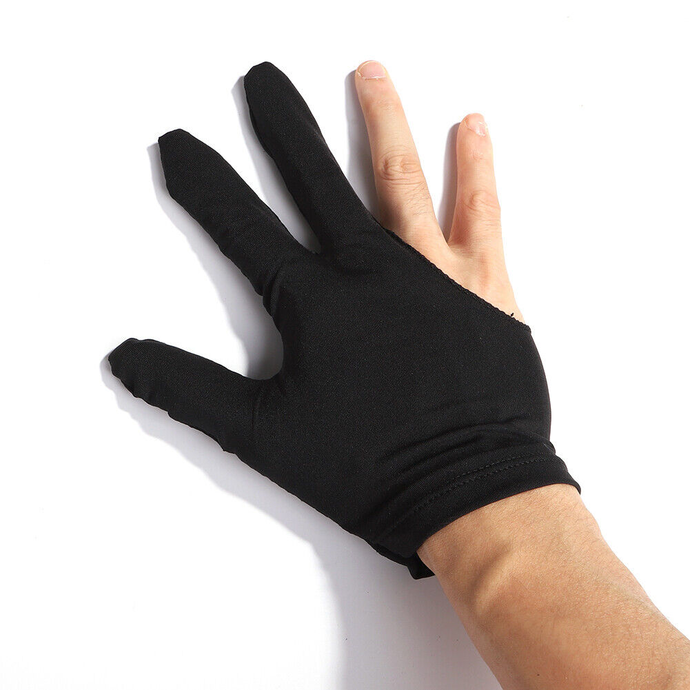 3-Finger Open Lycra Snooker Billiard Gloves Left/Right Universal (Black)