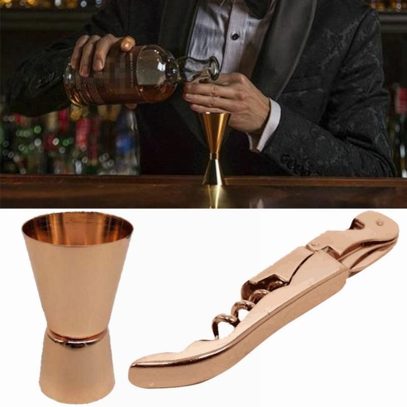 Stainless Steel Cocktail Shaker Set Barware Kit With Square Wooden Rack Tool
