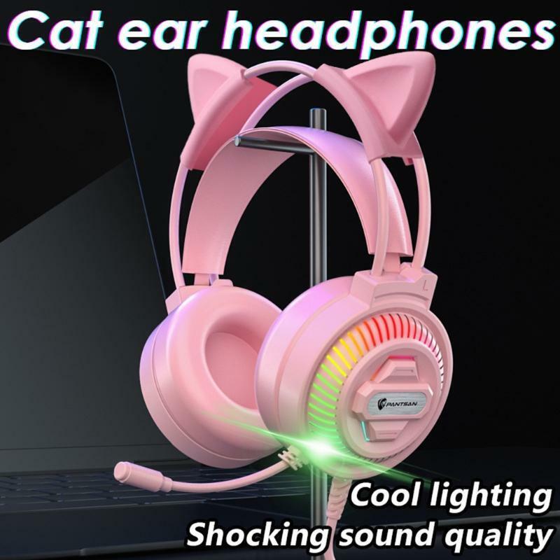 Cute Headset Stereo LED Headphones Omnidirectional Microphone Noice Cancelling