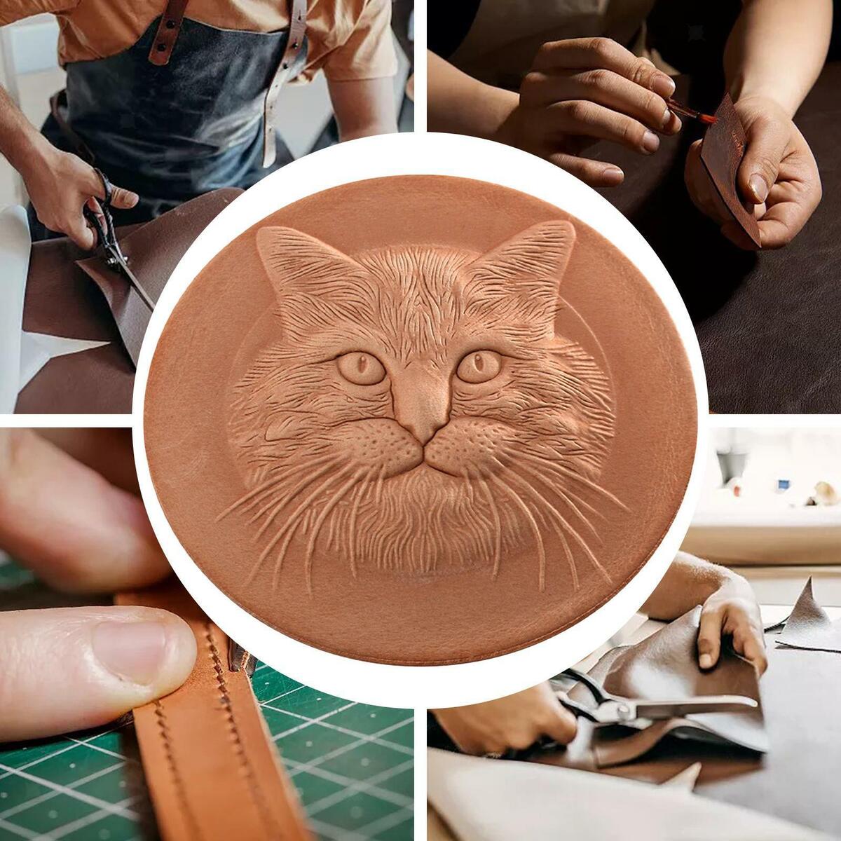 PU Leather Unfinished Christmas Cat Ornament DIY for Handbags Bag Ornaments