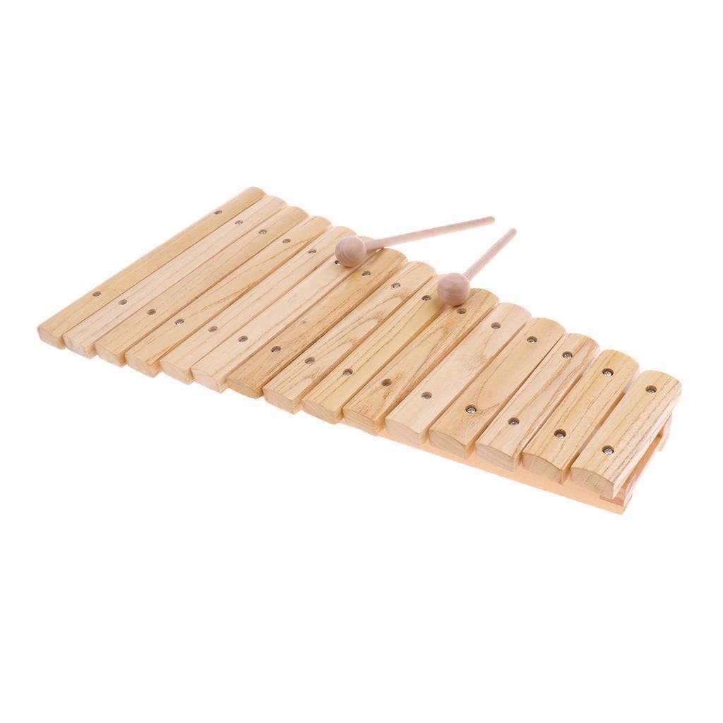 Piano Wooden Instrument 15 Notes Xylophone with 2 Mallets Musical Gift