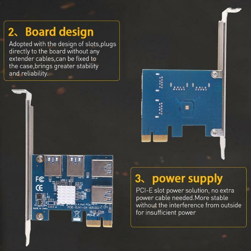 PCI E 1 to 4 slots PCIE Riser Card USB3.0 Multiplier Miner Card Expansion Card