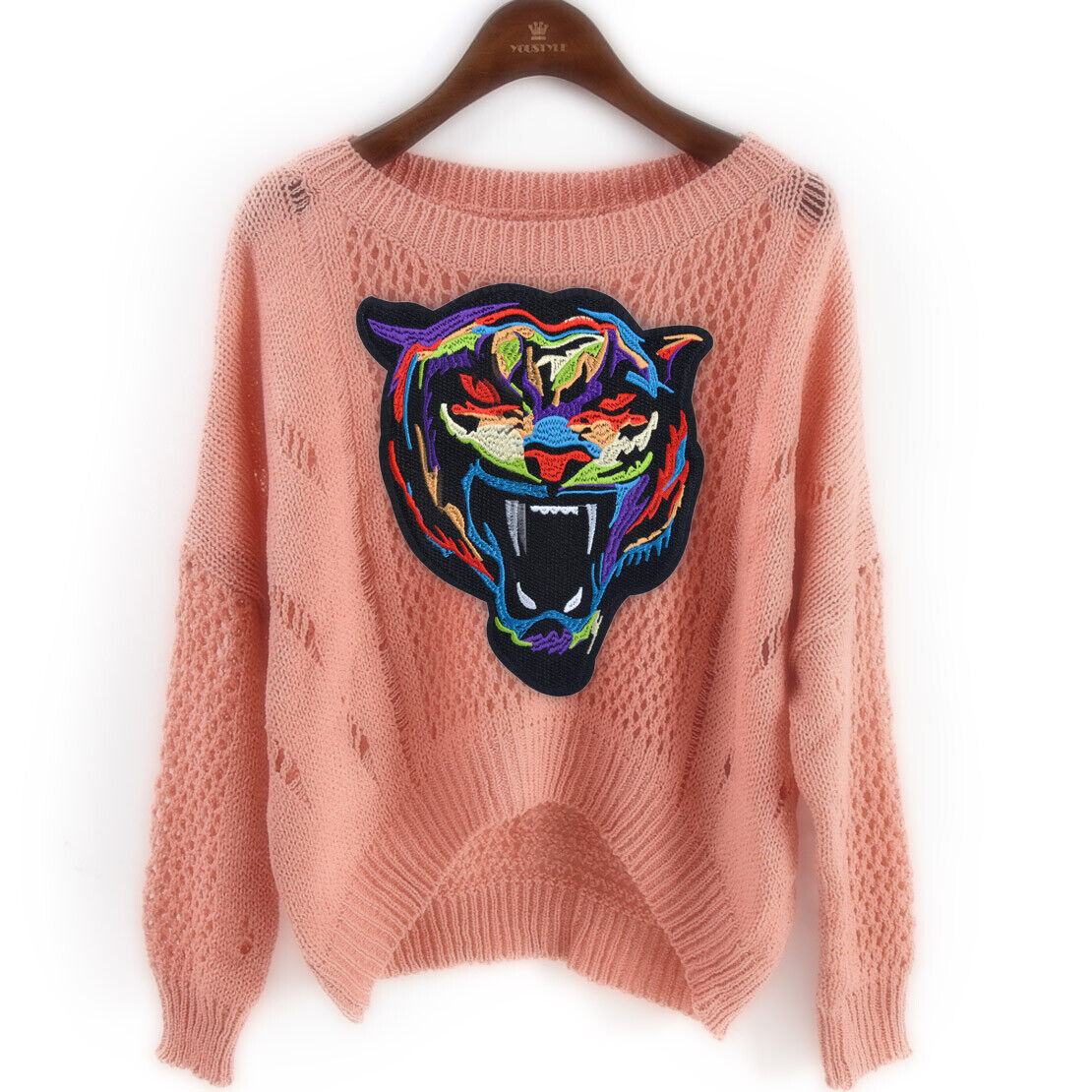 2pcs Large Tiger Head Embroidered Cloth Patch Sew Iron On Jacket Jeans Crafts Li