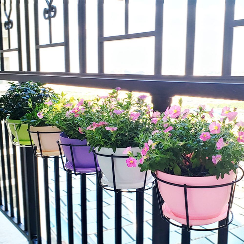 Home Decor Railings Hanging Flower Pot Rack Balcony Planter Pot Stand Guardrail