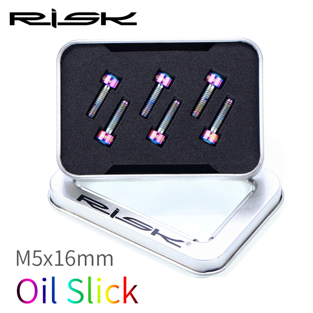 RISK 6pcs Titanium Stem Screws Bicycle MTB Handlebar Lock Bolts (M5X16mm)