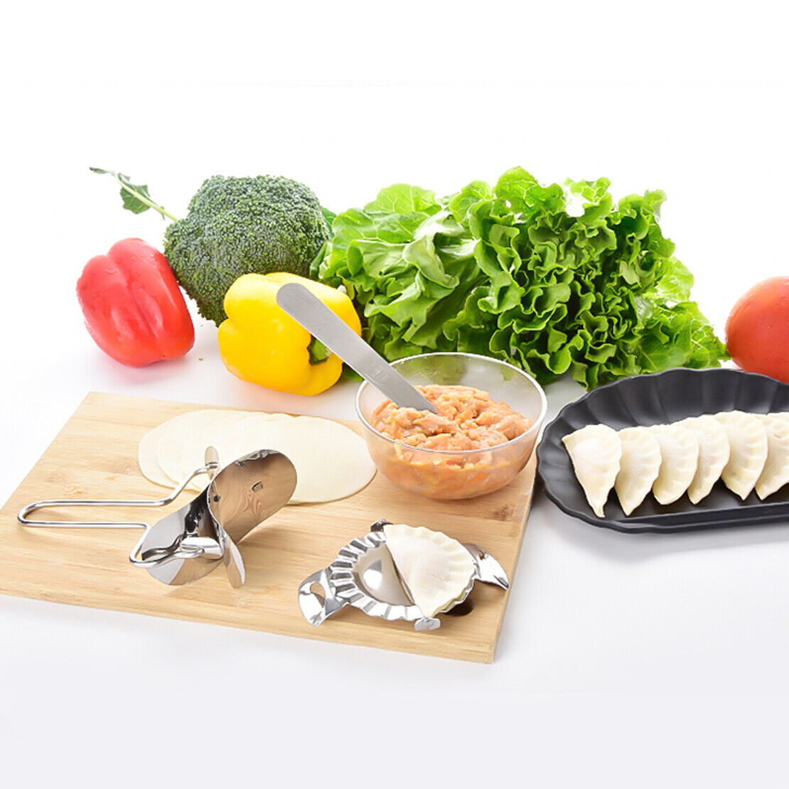 6Pcs Stainless Steel Dumpling Maker Wrapper Dough Cutter Pie Ravioli Mould Tool
