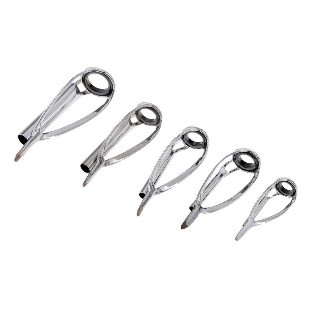 Set of 5 Fishing Rod Guides  Eye Ring DIY Rod Repair Kits Mixed Sizes