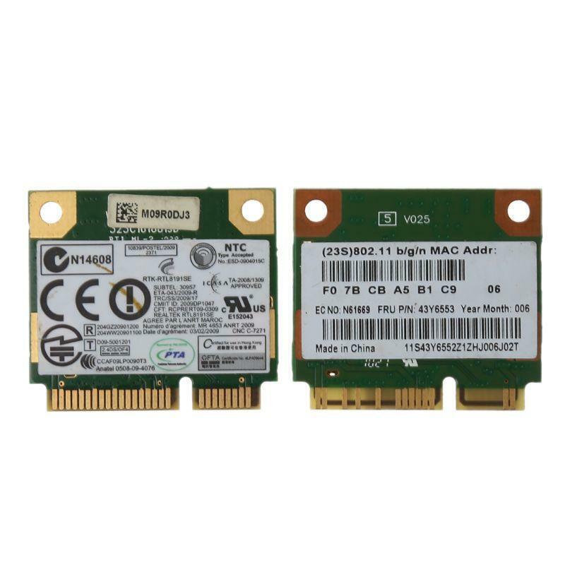 RTL8191se Half PCI-E Wireless Wifi Card Module FRU 43Y6553 60Y3177 for IBM X200S