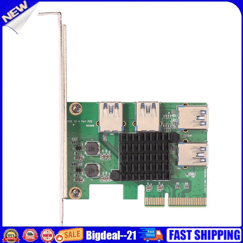 PCI Express Riser Card 1 to 4 16X PCIe Riser PCI-E 4X to 4 USB 3.0 Adapter
