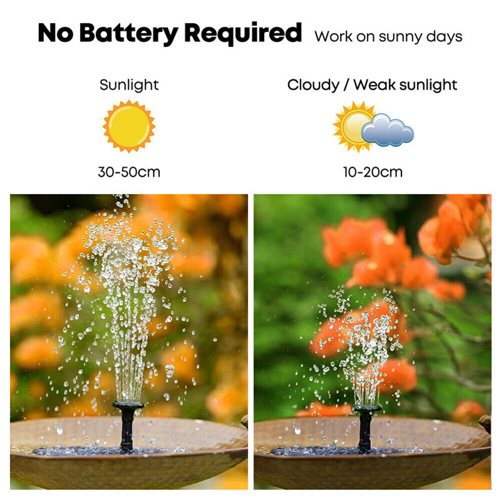 Outdoor Floating Solar Powered Waterfall Fountain Garden Water Pump Kits