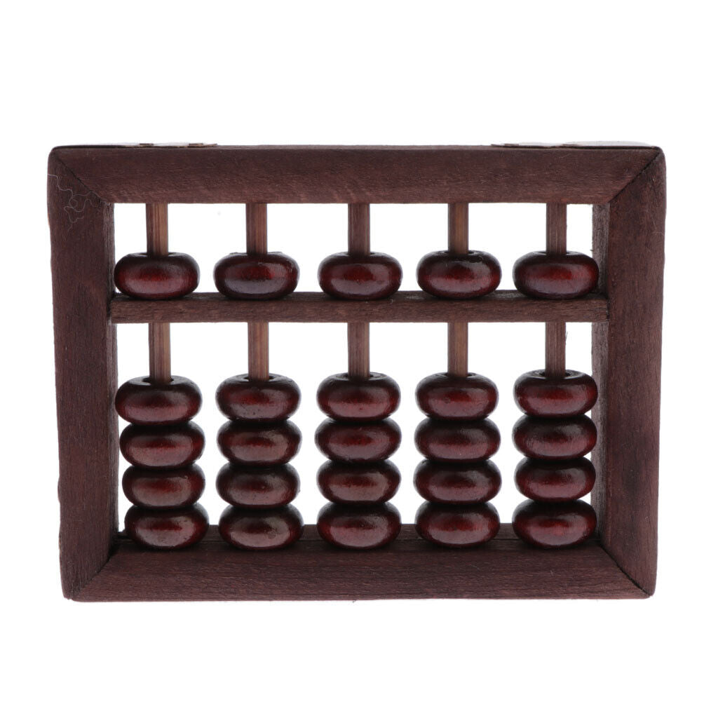 Chinese Wooden Bead 5 Rods Arithmetic Abacus  Collectible