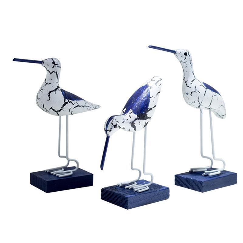 Nautical Coastal Birds Sculpture Home Decor Statue Beach Seagulls Ornaments