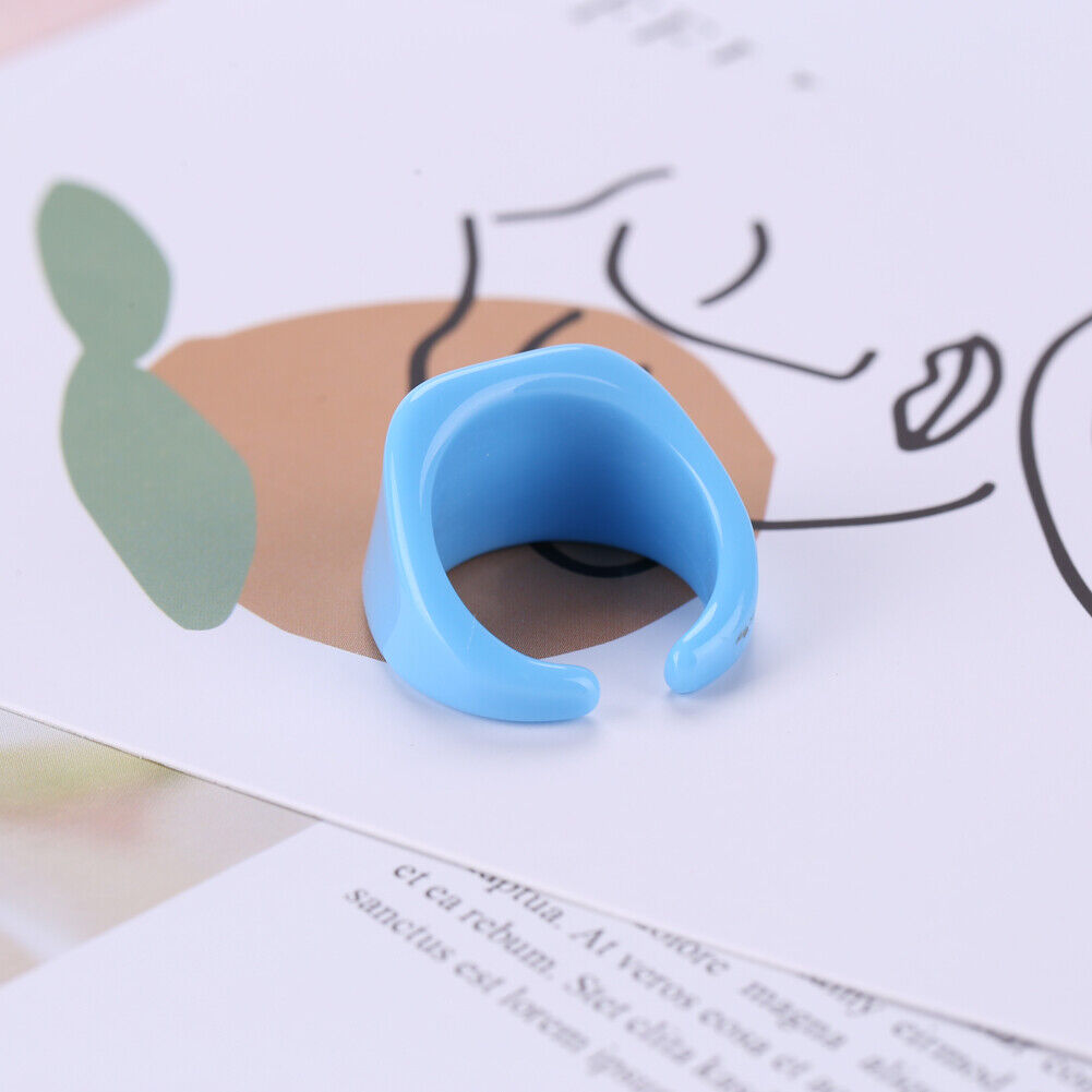 Color Oil Geometric Hand-painted Jelly Open Rings Women Party Jewelry (E)