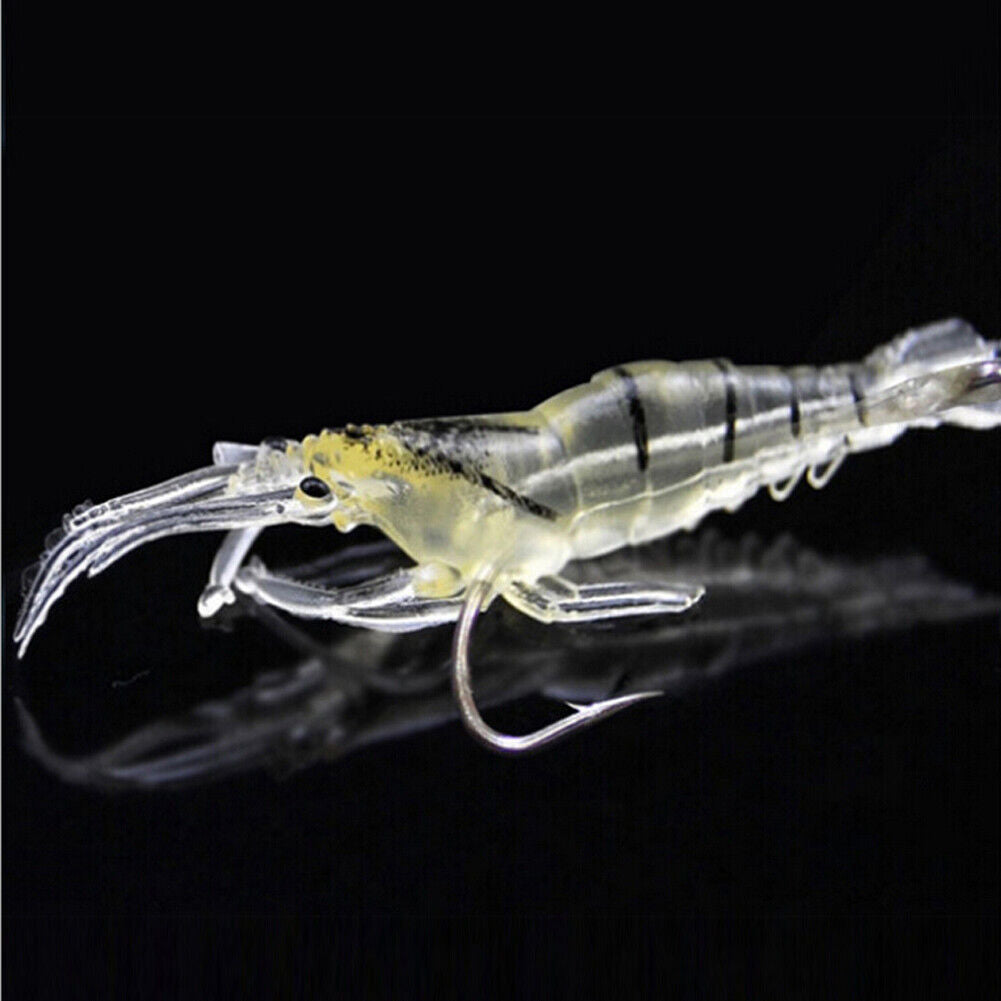 9Pcs Soft Shrimp Fishing Bait Worm Lures Hook Crankbaits Hooks Baits Tackle