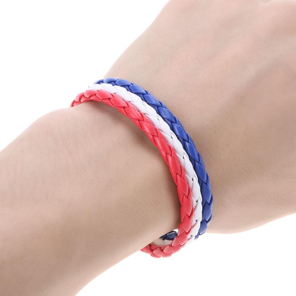 World Cup National Flag Leather Bracelets Weave Braided Wristband/RU