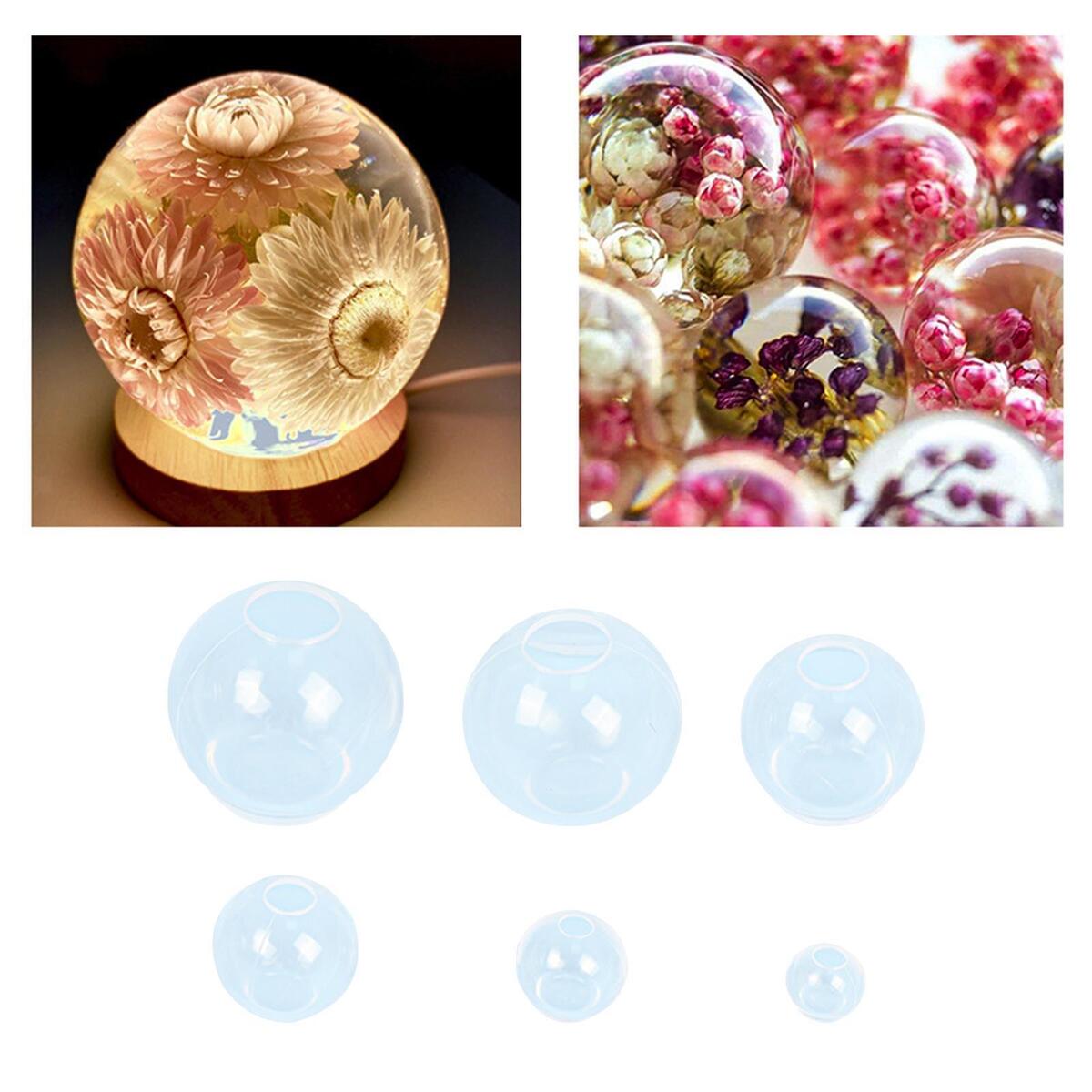6 Pieces Silicone Ball Mold Decoration Craft Making Art DIY Jewelry Polymer Clay