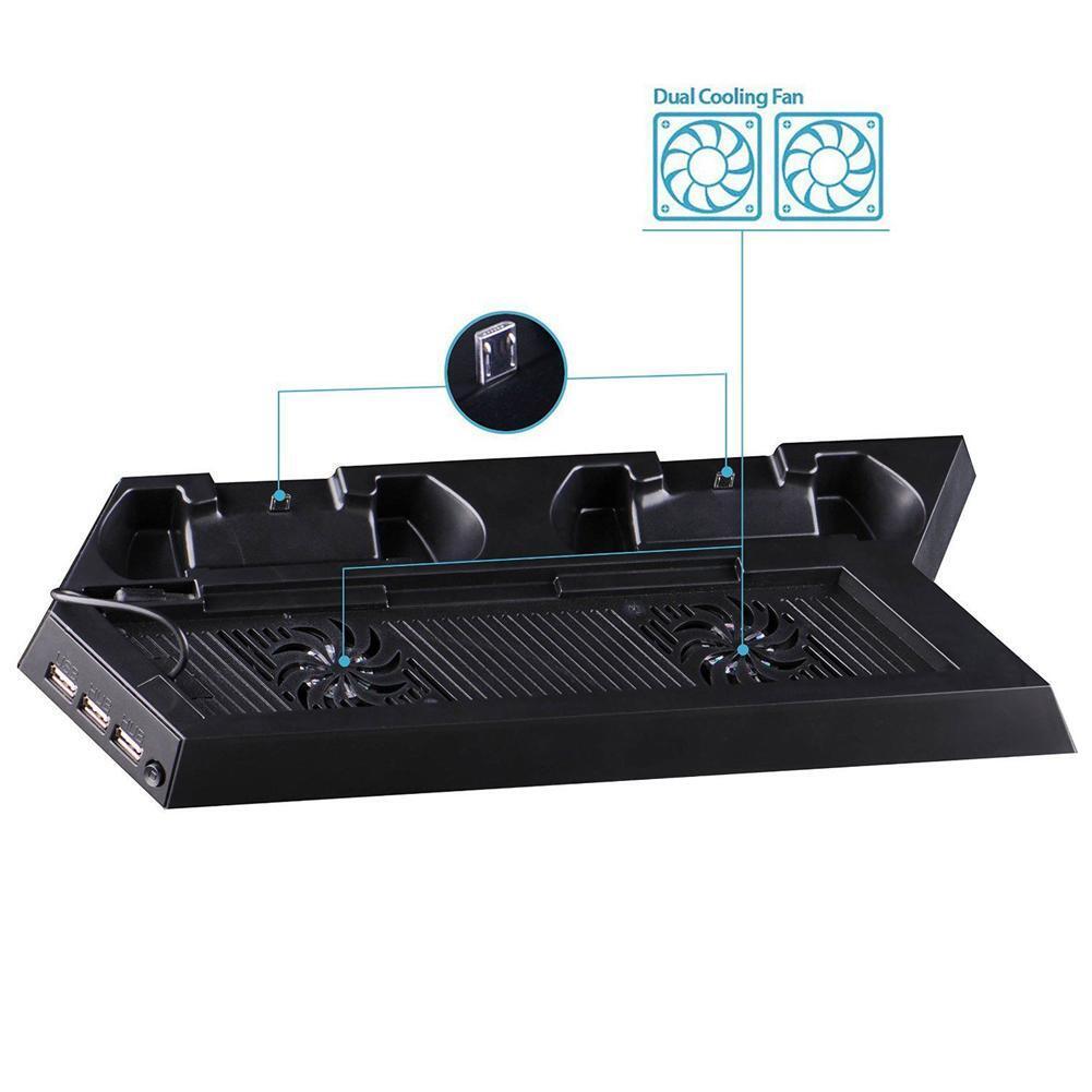 PS4 Cooling Station Vertical Stand with 2 Controller Charging Dock PlayStat