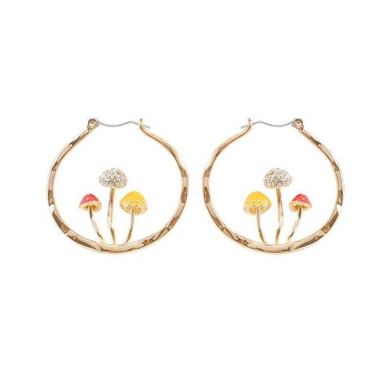 Mushroom Earrings Unique Cute Metal Earrings Colorful Trendy Mushroom Earrings