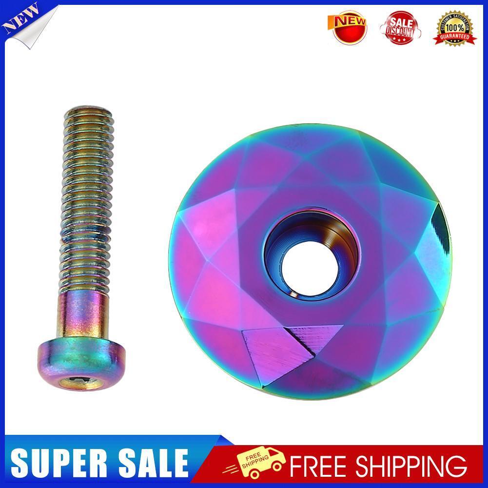 1-1/8 inch Bike Stem Top Cap Bicycle Headset Cap Cover with Bolt Burnt Blue