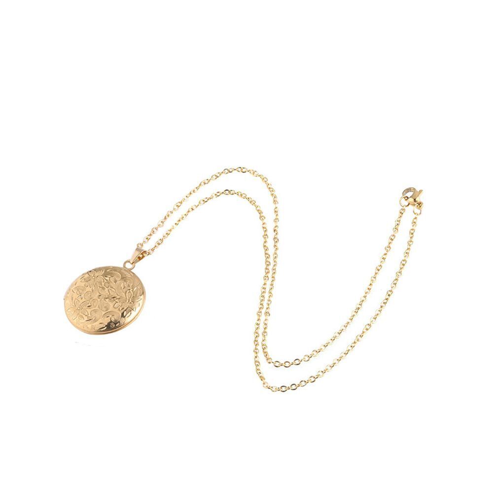 Carving Friend Jewelry Necklace Pendant Photo Picture Locket Round Shaped