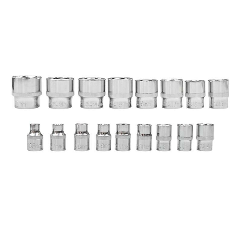 Chromium Finish Made of Metal Easy to Store Drive Standard Impact Socket Set