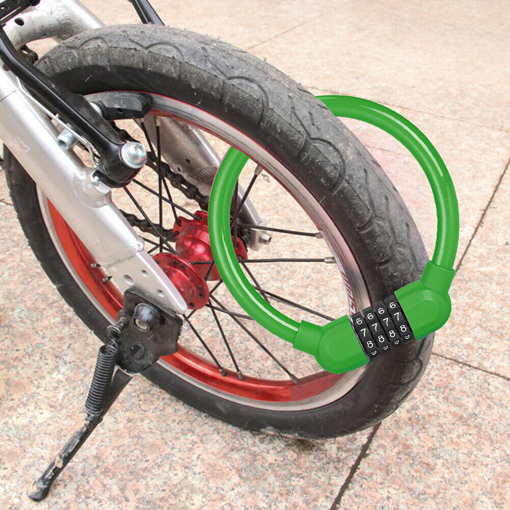 Bicycle Safety Cable Locks MTB Anti Theft 4 Digit Password Lock (Green)