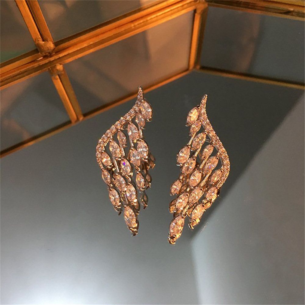 Dangle Elegant Stud Earrings Rhinestone Ear Stud Ear Clip Angel Wings Earrings