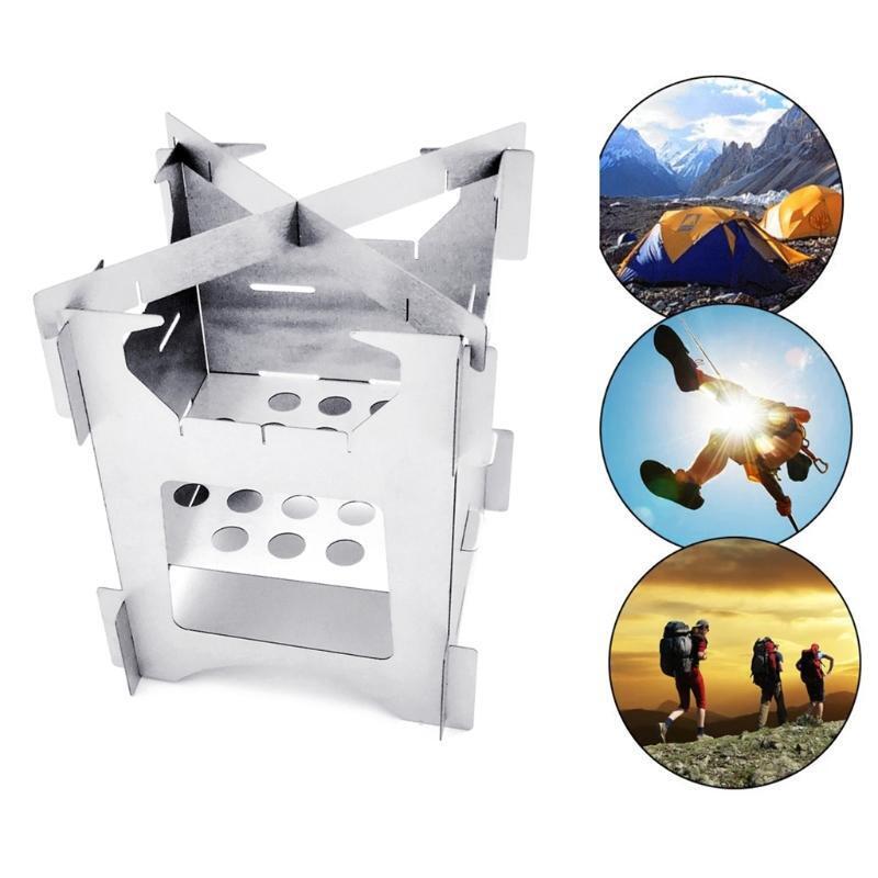 Camping Grill Outdoor Portable Cooking Tool Stainless Steel Wood Burner for Camp