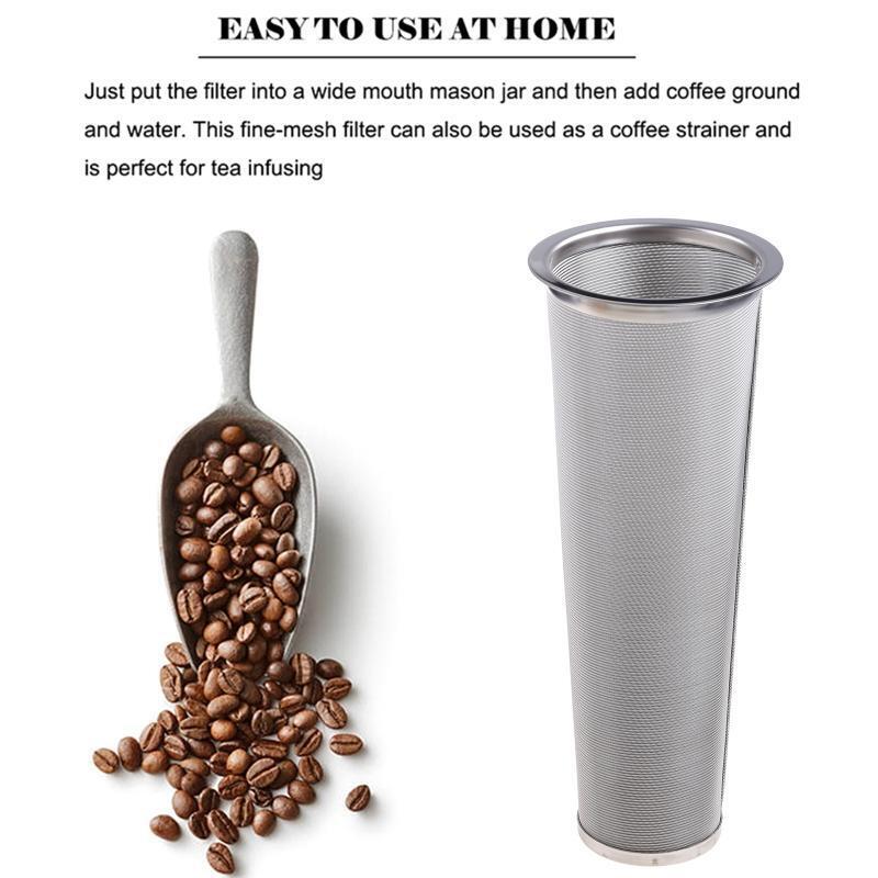 Stainless Steel Cold Brew Coffee Filter for Glass Jar Wide Mouth Tea Strainer