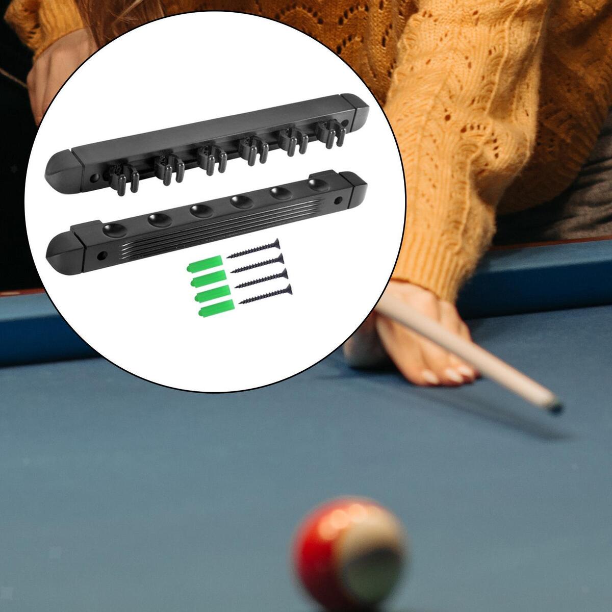 6 Pool Billiard Cue Rack Table Sticks Cue Clips Pool Balls Stick Holder