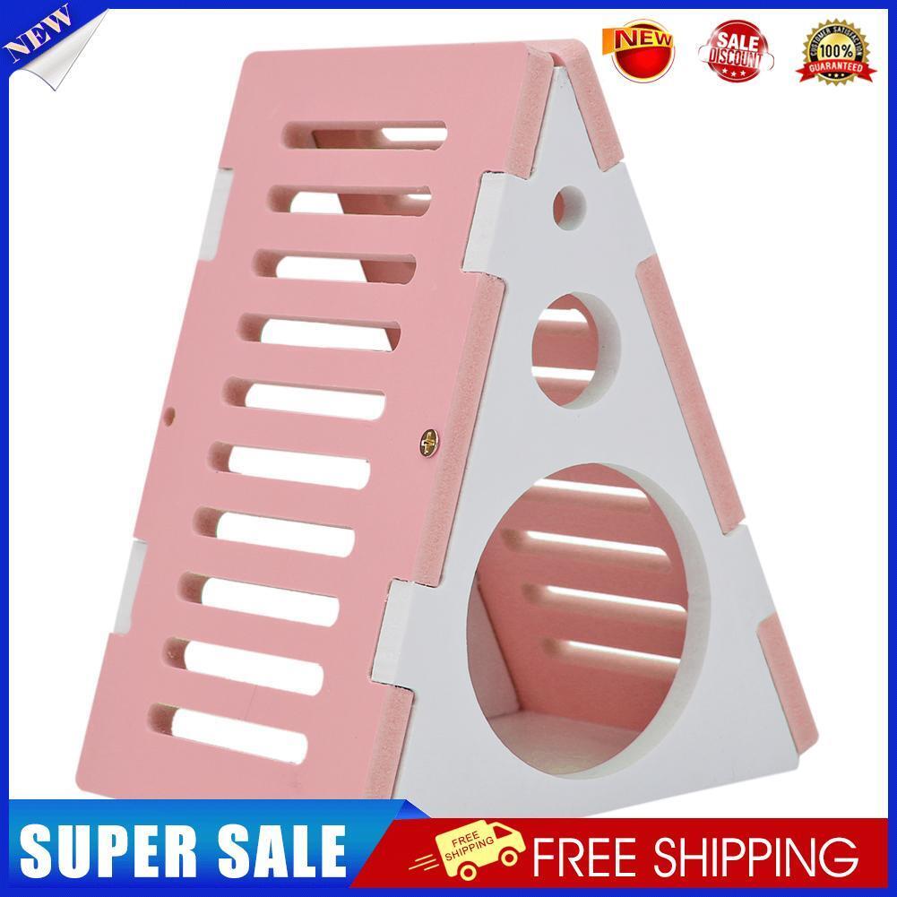 Wooden Colorful Hamster Nest Small Animals Playing Cage Sleeping Bed (Pink)