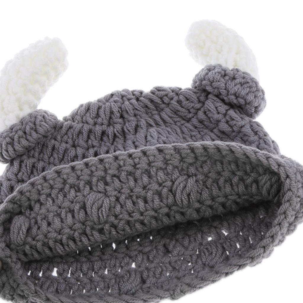 Knitted Winter Woolen Hat Childs Horn Babies Infant Toddler Crochet