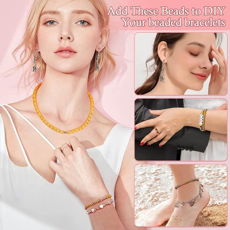 2160 Pieces Spacer Beads Set Various Shapes Bracelet Beads Heart Round Beads