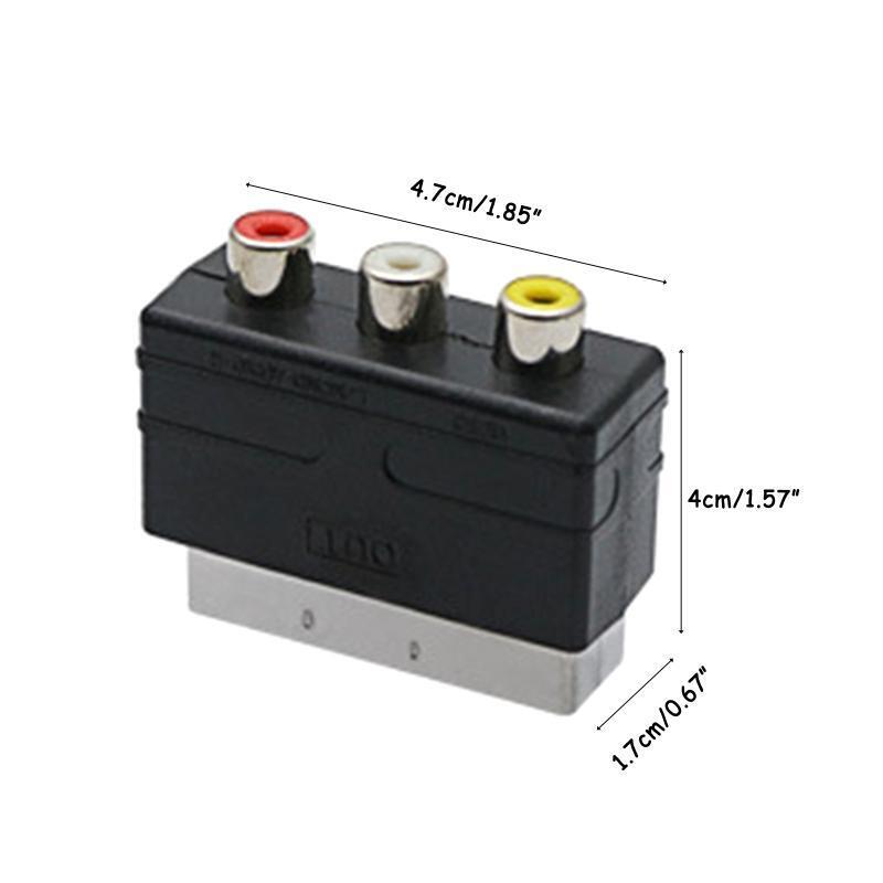 High Quality Scart Male Plug to 3RCA Phono Female AV TV Audio Video Adapter