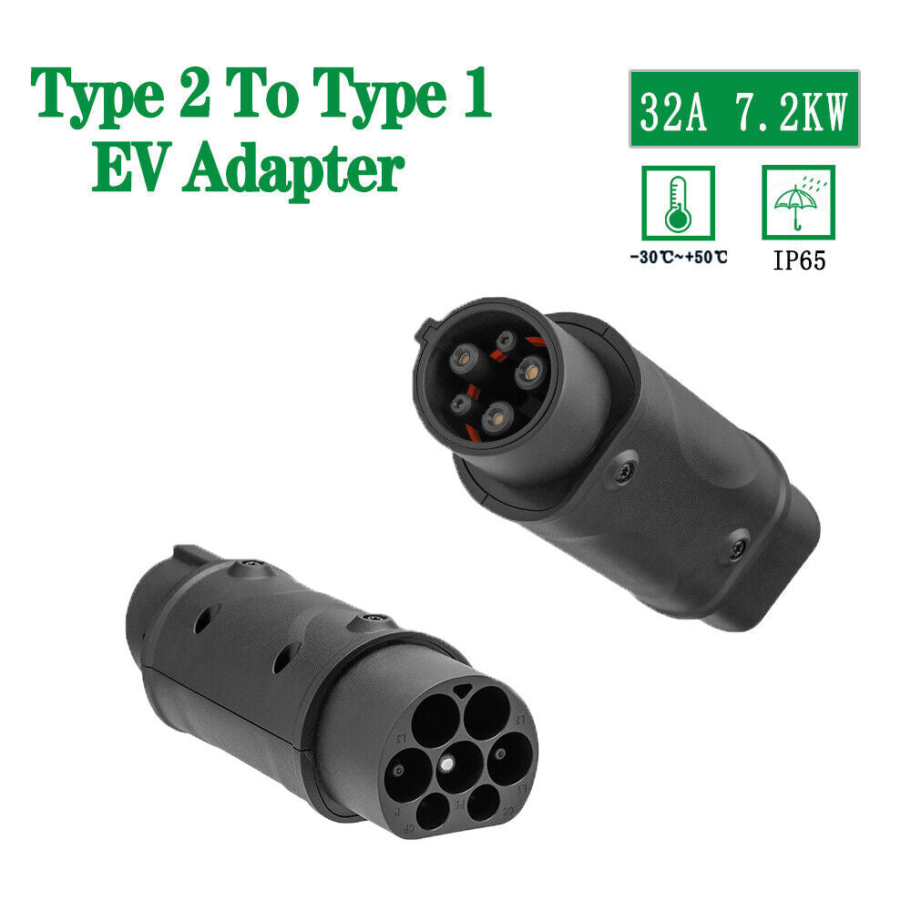 EVSE Adaptor Car Charger Connector IEC 62196 Socket Type 2 To Type 1 EV Adapter