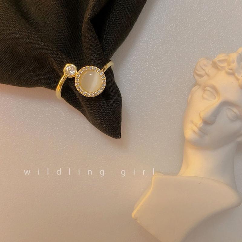 Anxiety Ring with Cat's Eye Moonstone Fidget Ring to Relieve Anxiety Jewelry