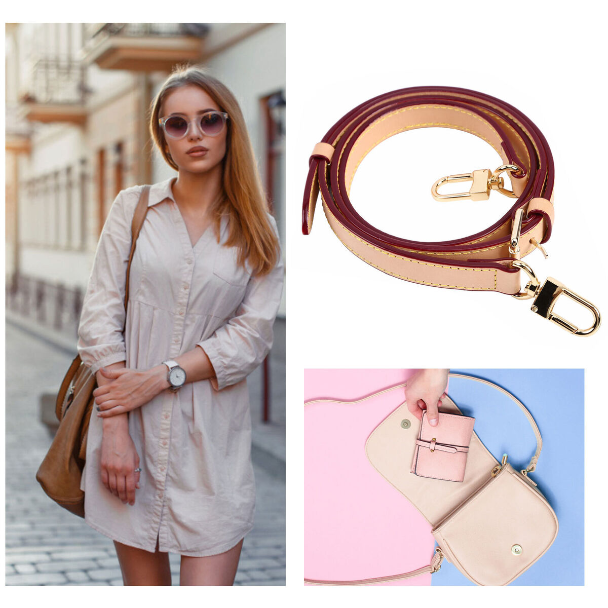 Bag Shoulder Straps Replacement Leather Belt for Messenger Purse Handbag