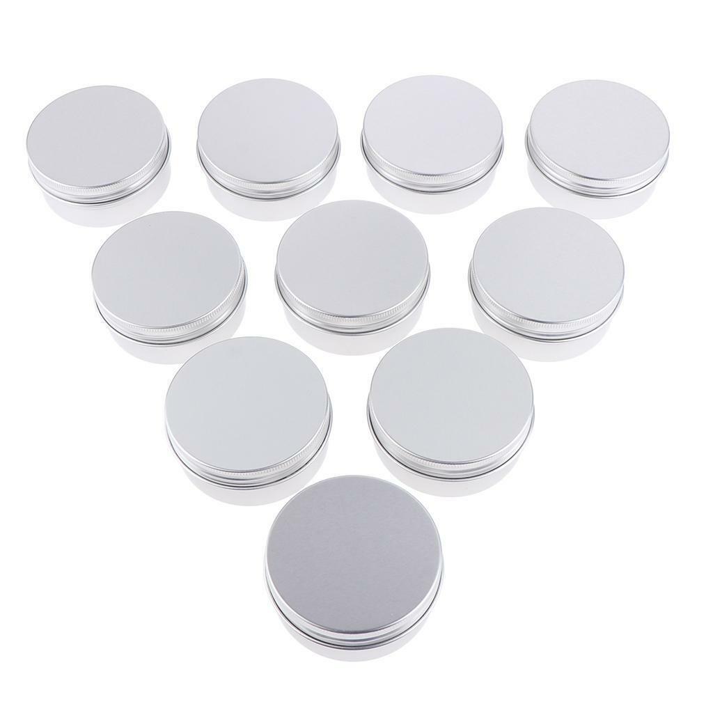10Pcs 50ml Aluminum Round Lip  Tin Storage Jar Containers with Screw