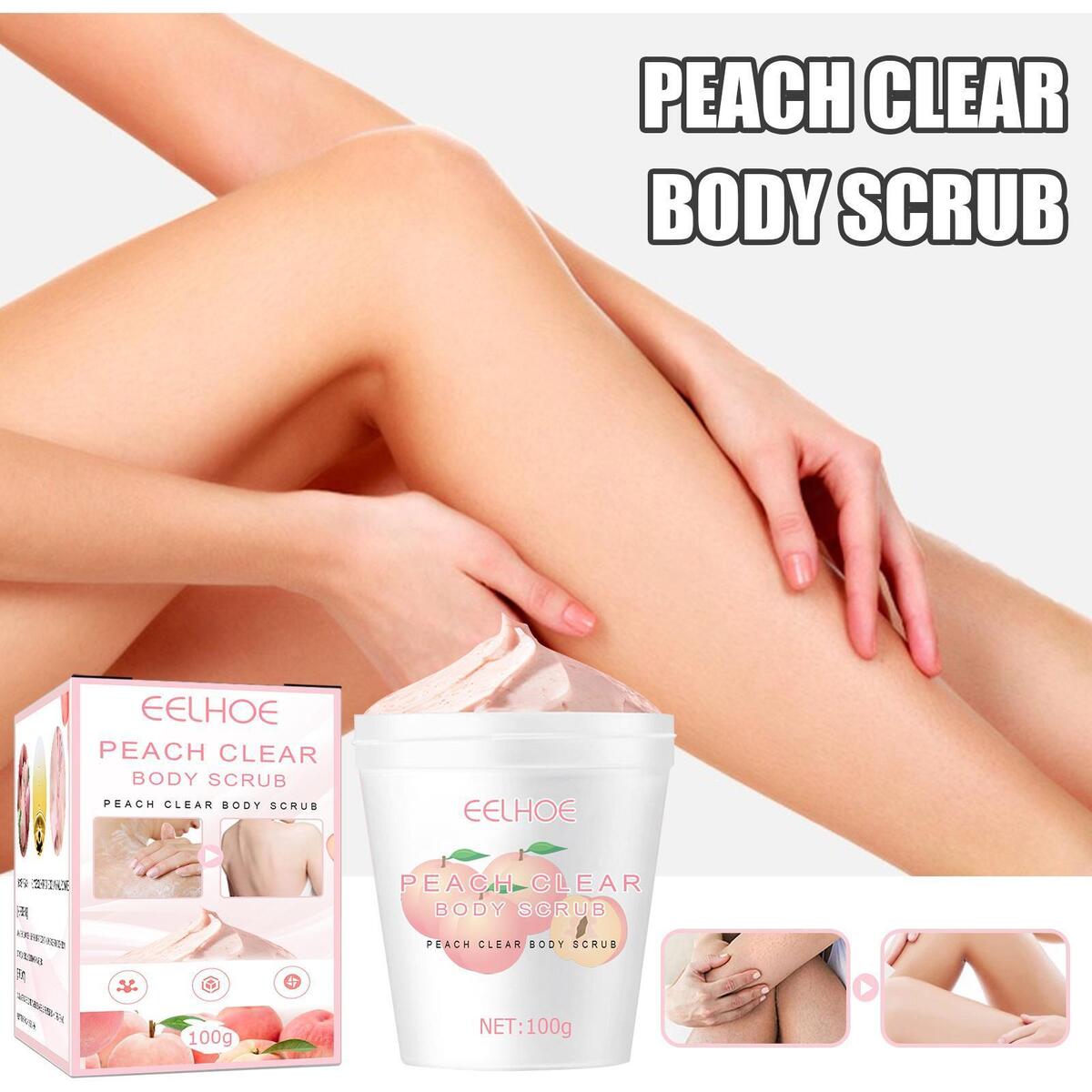 Natural Sugar Peach Clear Body Scrub, 100G Hydrating Gentle Formula Refreshing