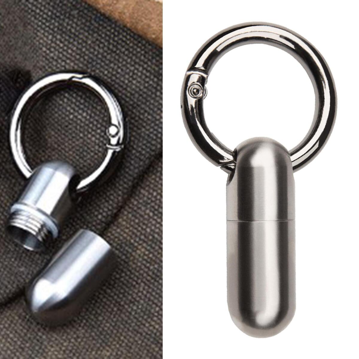 4Pcs Waterproof Pill Container Keychain Holders Bottle Container Titanium