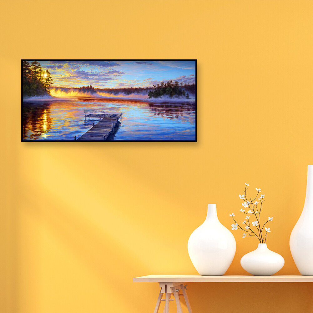 Sunset Lake 5D DIY Full Drill Round Diamond Painting Kit Landscape Pictures