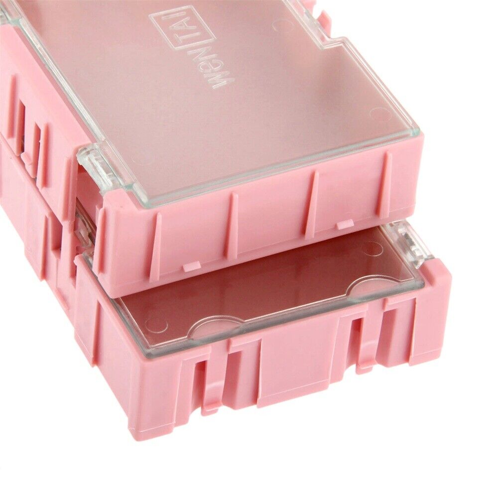 2pcs Pink Components Part Laboratory Storage Boxes Electronic SMT SMD Box Case
