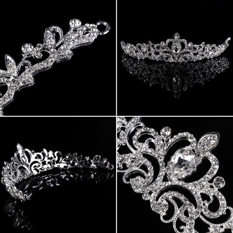 Bridal Princess Austrian Stunning Crystal Hair Tiara Wedding Crown Veil Headband