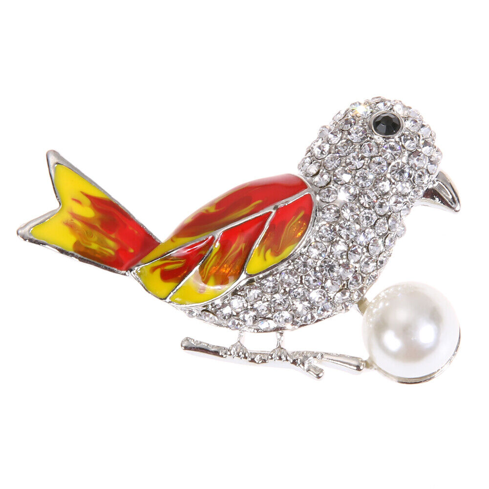Fashion Diamond Enamel Forked Tail Parrot Brooch Corsage Clothing Ornaments